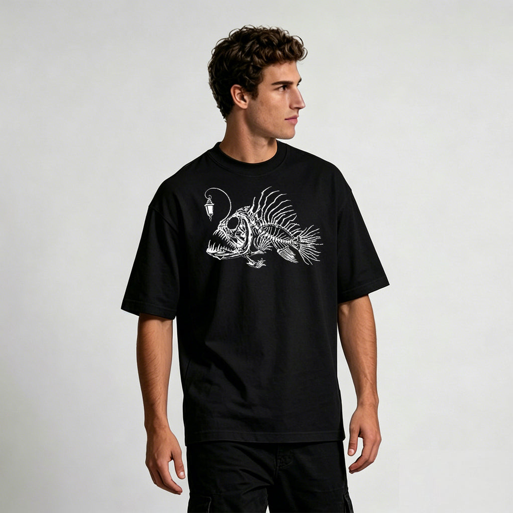 Underwater Fishbone Pattern Cotton Casual T-Shirt