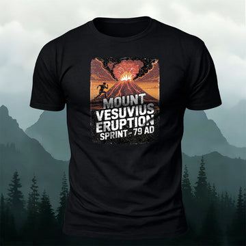 Premium Cotton Vintage Mount Vesuvius Eruption History Tee
