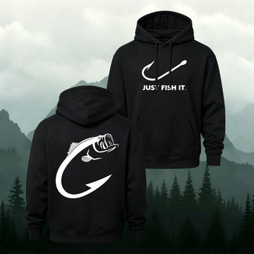 Cotton Blend Just Fish It Retro Casual Hoodie
