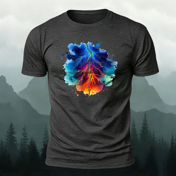 Watercolor Lightning Bolt Printed Short Sleeve T-Shirt