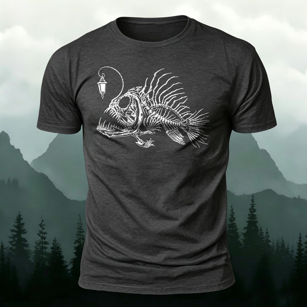 Underwater Fishbone Pattern Cotton Casual T-Shirt