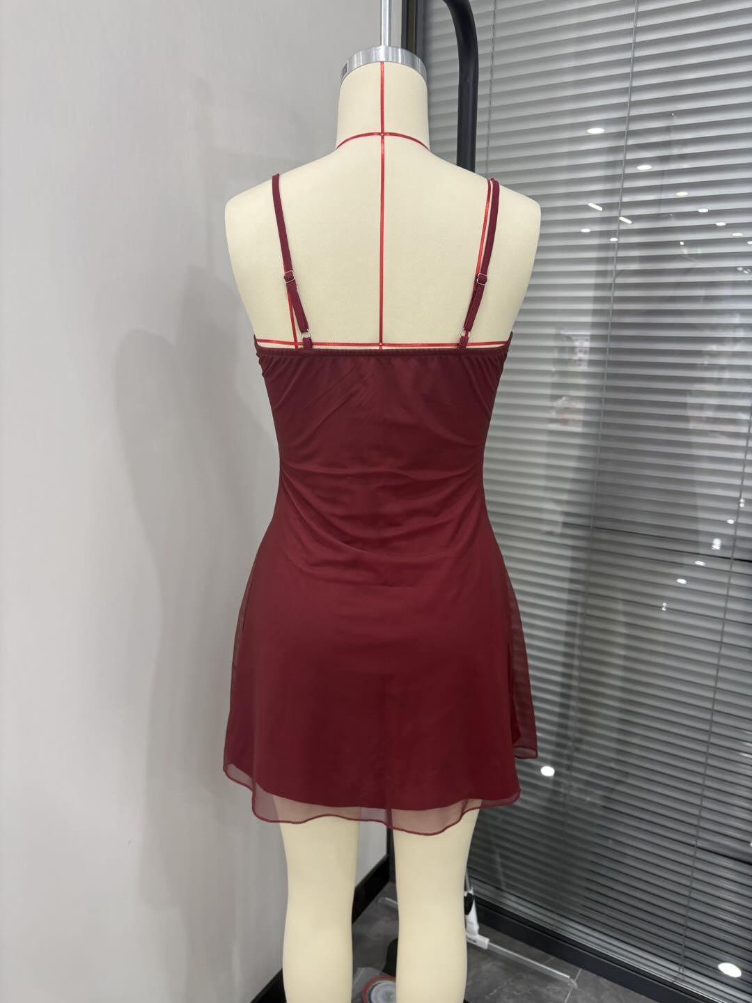 Dark-themed Skeleton-Print Bodycon Spaghetti-Strap Dress