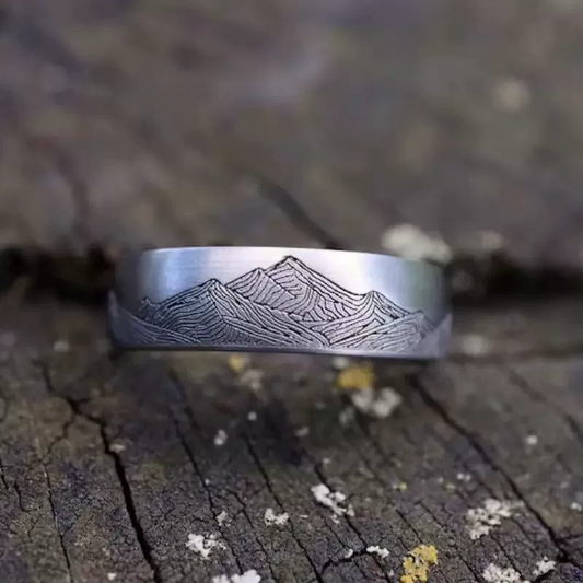 Minimalist Mountain Pattern Nature Outdoor Ring