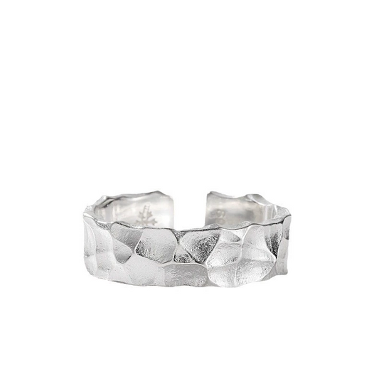Retro Distinctive Hammered Adjustable Open Ring