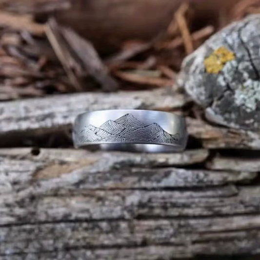 Minimalist Mountain Pattern Nature Outdoor Ring