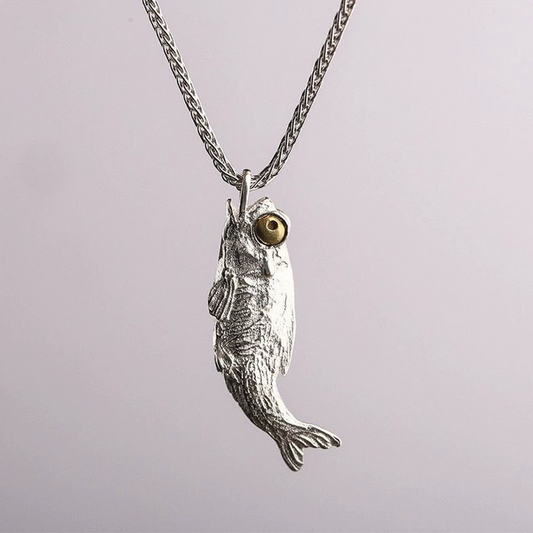 Retro Literary Undead Salted Fish Pendant Necklace