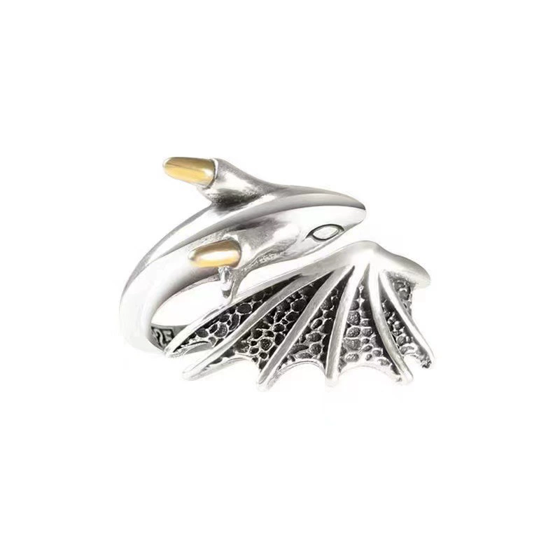 Tiny Dragon Vintage Hip Hop Adjustable Open Ring