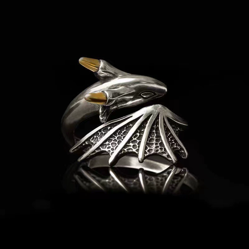 Tiny Dragon Vintage Hip Hop Adjustable Open Ring
