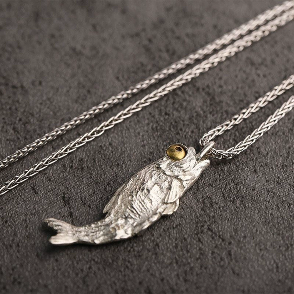 Retro Literary Undead Salted Fish Pendant Necklace