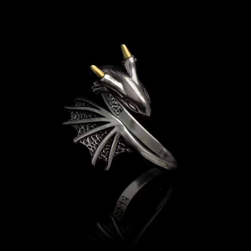 Tiny Dragon Vintage Hip Hop Adjustable Open Ring