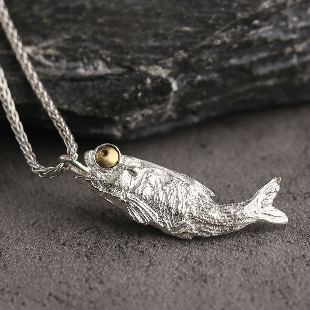 Retro Literary Undead Salted Fish Pendant Necklace