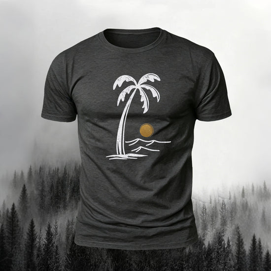 Mountain Series Simple Pattern Cotton Breathable T-Shirt  Dark Grey