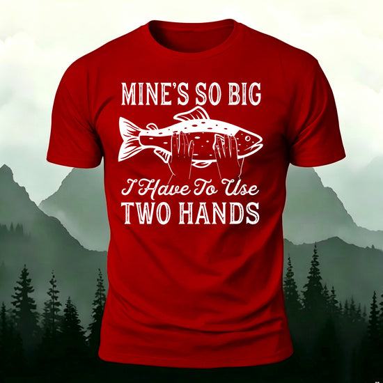 Big Fish in Hand Pattern  Daily Cotton T-shirt Red