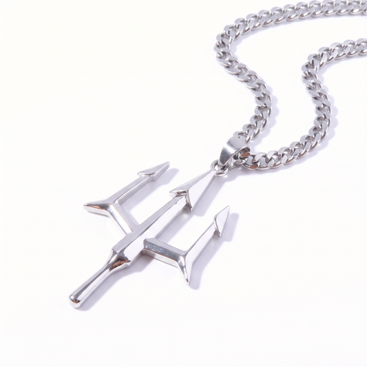 Stainless Steel Trident Casual Pendant Necklace