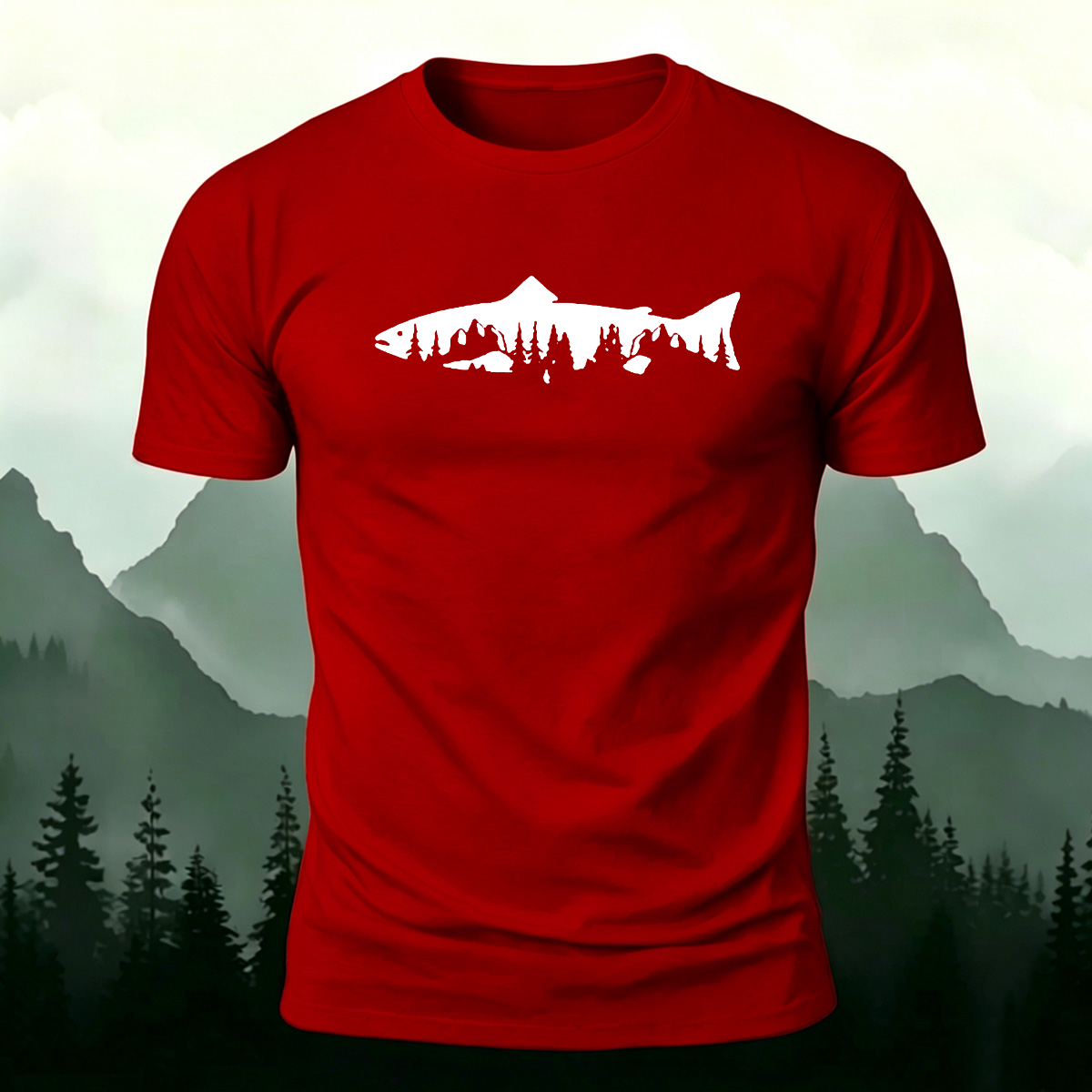 Fish Print Natural Casual Premium Cotton T-Shirt