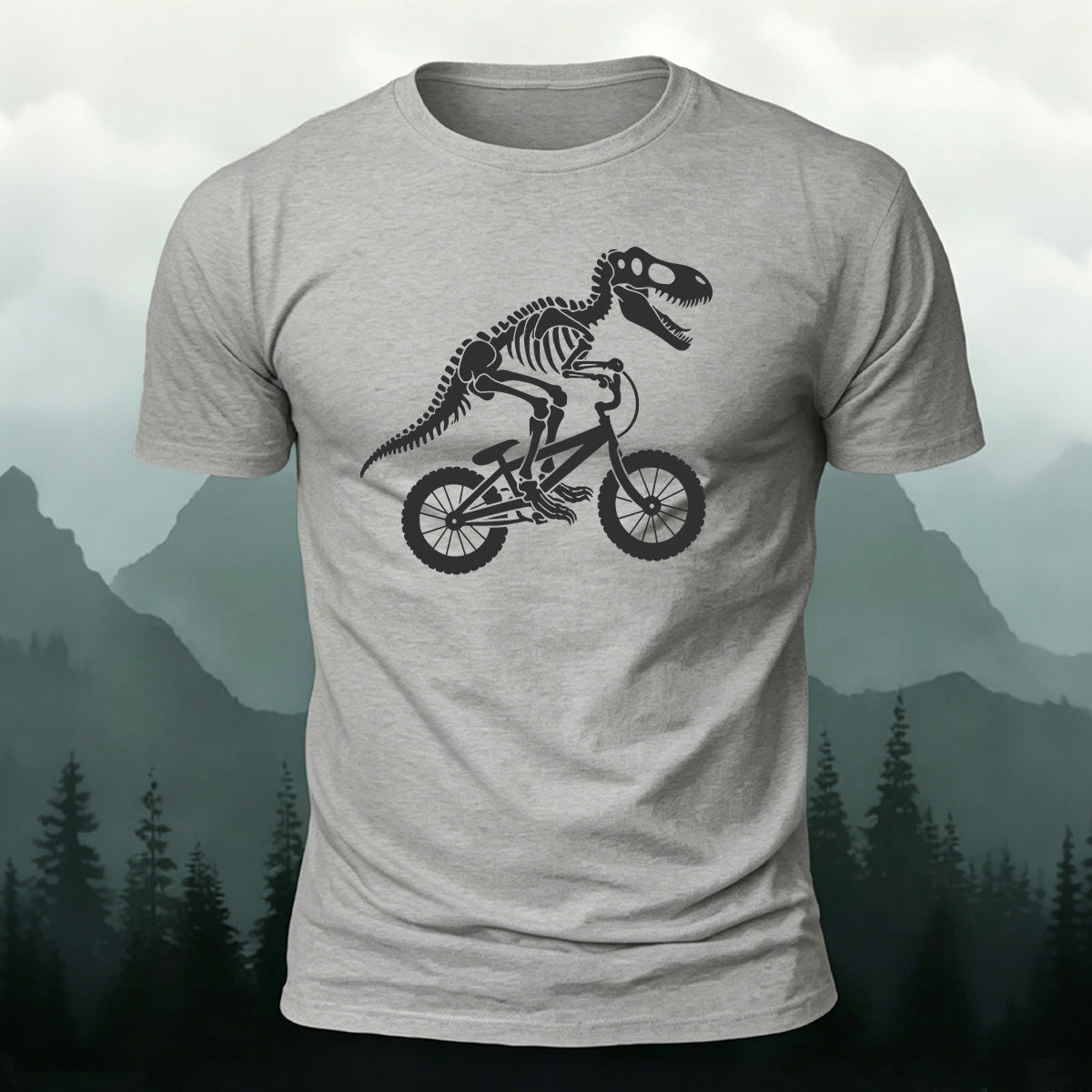 Dinosaur Fossil Cycling Art Print 100% Cotton T-Shirt