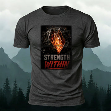 Premium Cotton Strength Within Crystal Graphic Casual Tee