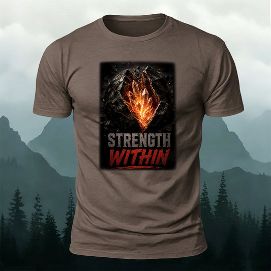 Premium Cotton Strength Within Crystal Graphic Casual Tee