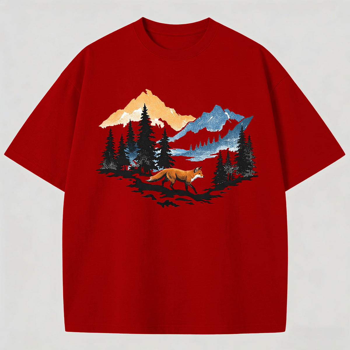 Men's Beautiful Landscape Painting Print Cotton T-Shirt