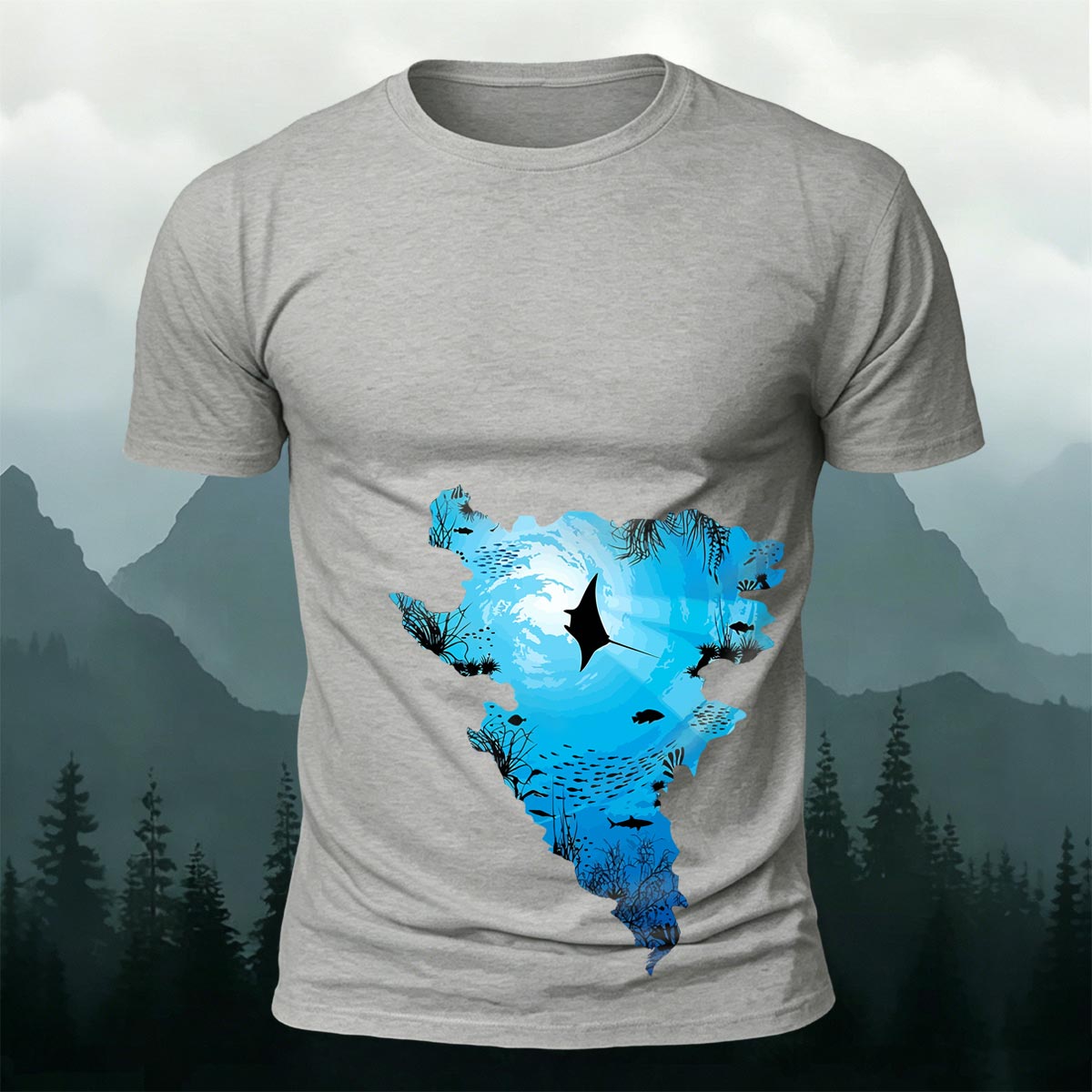 Deep Sea Dream Jellyfish Silhouette Printed Cotton T-Shirt