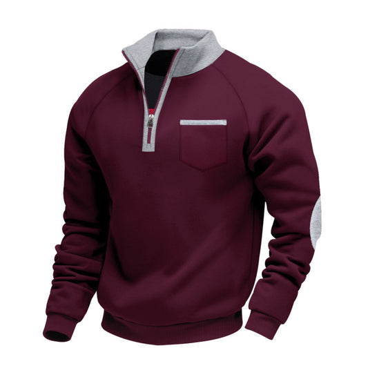 Fleece Colorblock Long Sleeve Pocket Sweatshirt