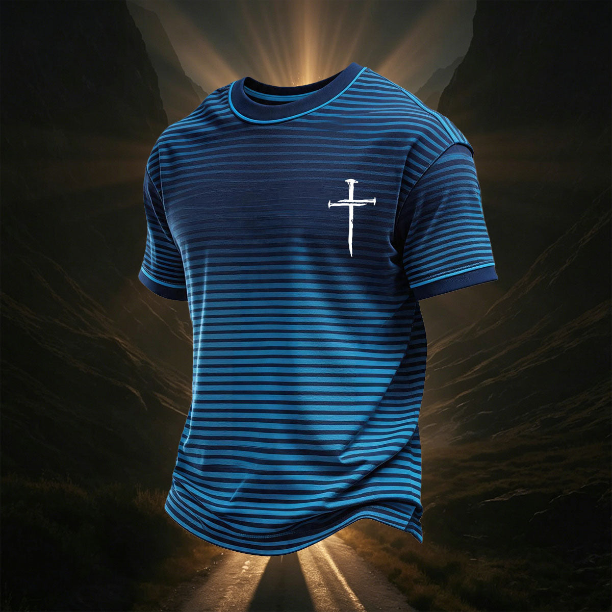 Cross Print on the Chest Men's Casual T-Shirt