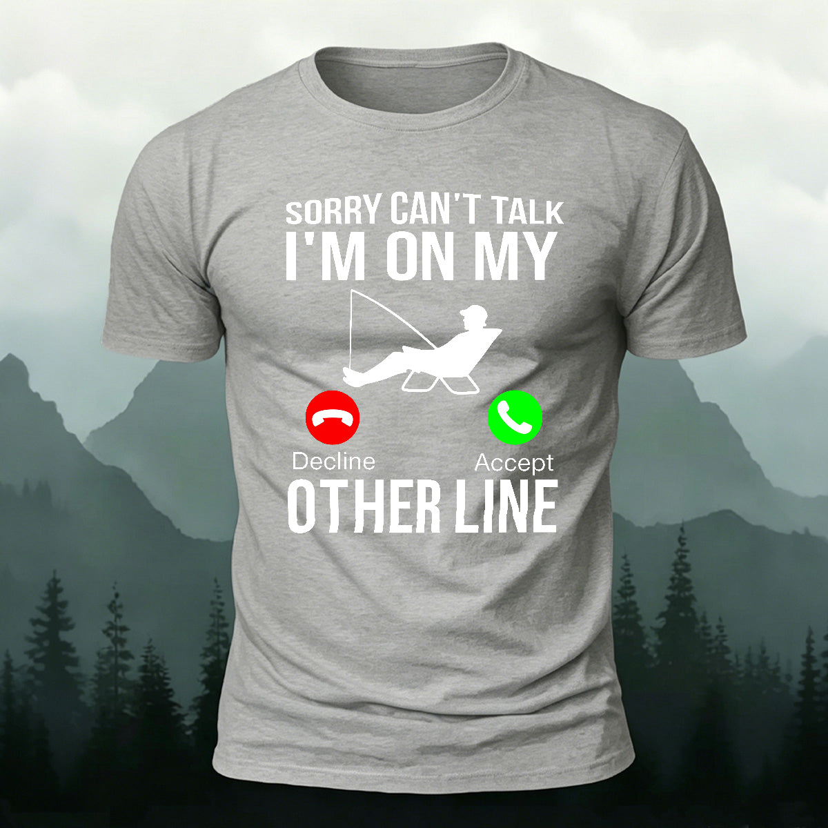 Obsessed with Fishing Pattern Skin-friendly T-shirt Grey
