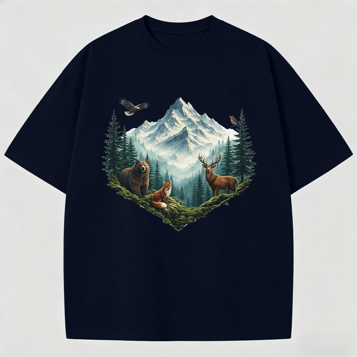 Artistic Landscape Print Men's Cotton Tee