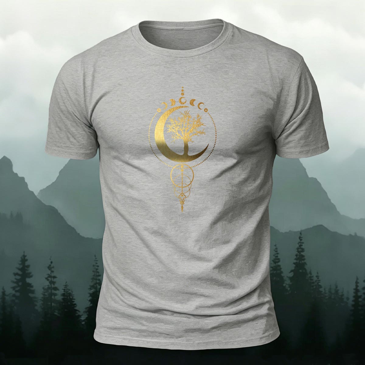 Forest Moon Art Print Casual Cotton T-Shirt