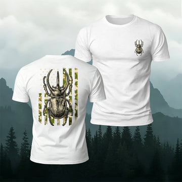 100% Cotton Vintage Beetle Print Casual T-Shirt