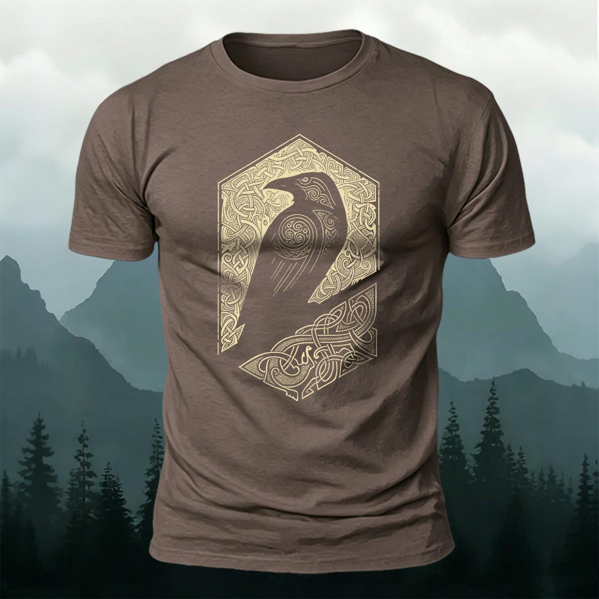 Bird Pattern Mountain-Style Comfortable Casual T-Shirt
