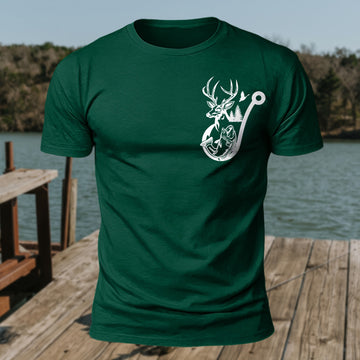 Premium Cotton Reindeer Fish Hook Printed T-Shirt