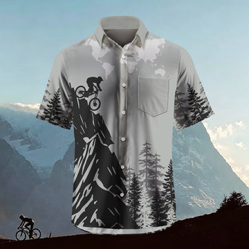 Sublimation Men's Mountain Biking Collared Hawaiian Shirt