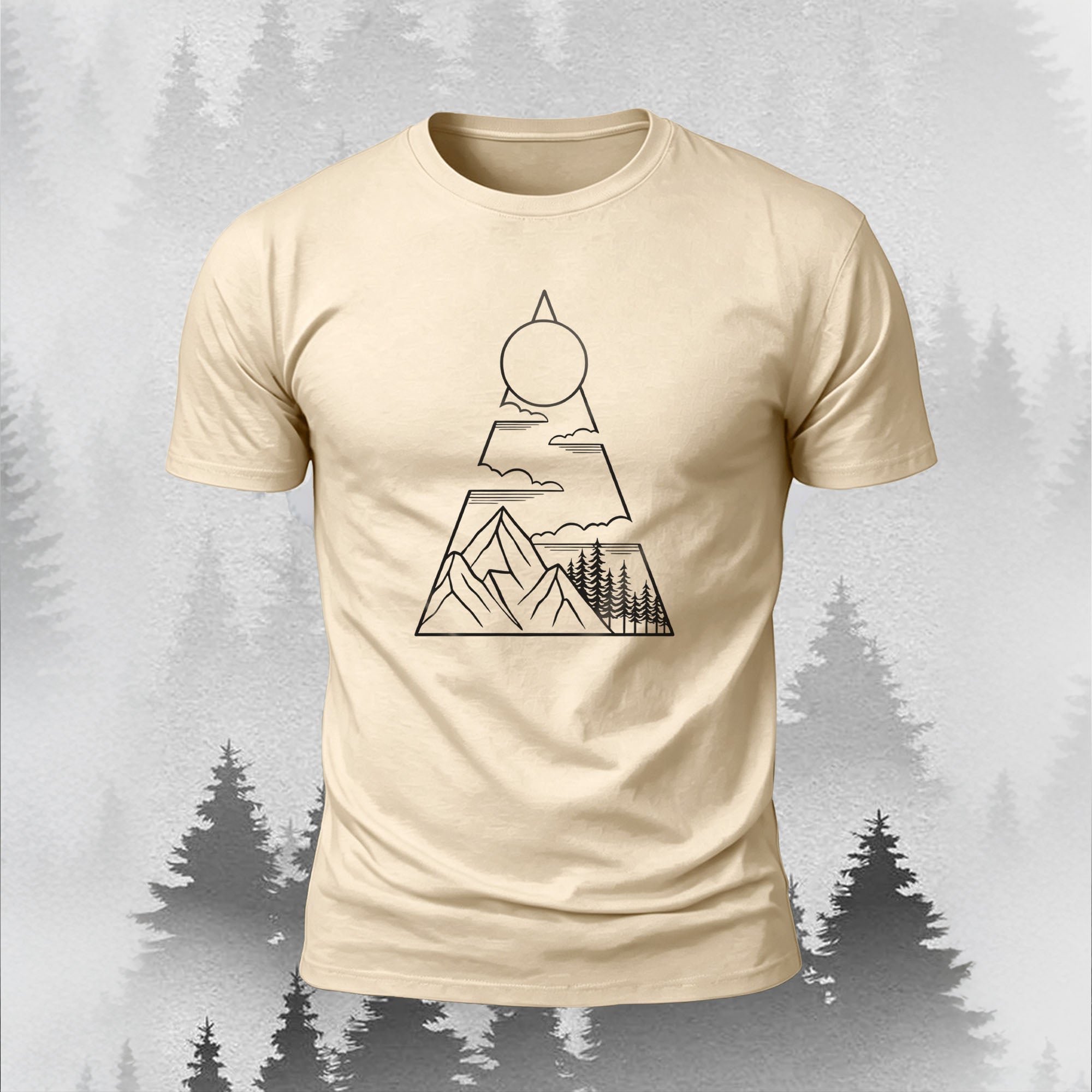 Mountain Series Geometric Pattern Comfortable Cotton T-Shirt