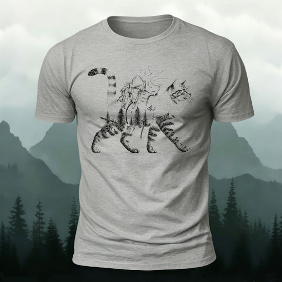 Scenic Kitten Pattern Premium Cotton Comfortable T-shirt Grey