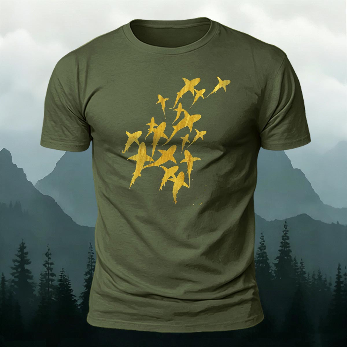 Fun Flying Fish Pattern Fashion Skin-friendly T-shirt