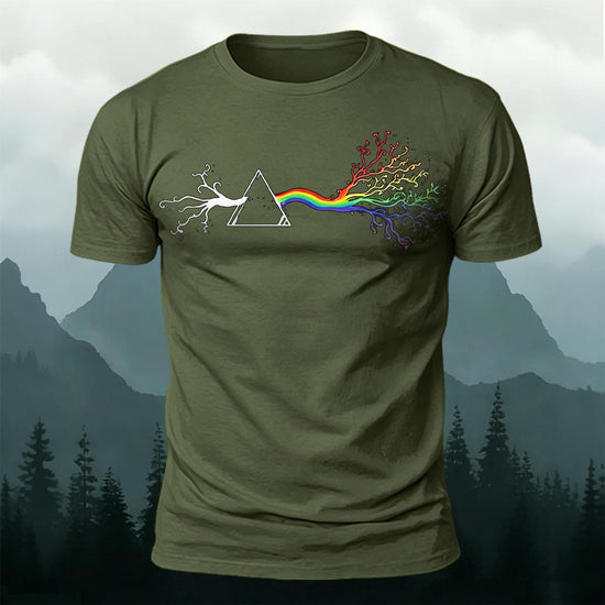 Colorful Tree Print Premium Cotton Round Neck T-Shirt AMG