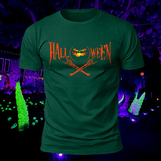 Premium Cotton Halloween Pumpkin Skull Printed T-Shirt