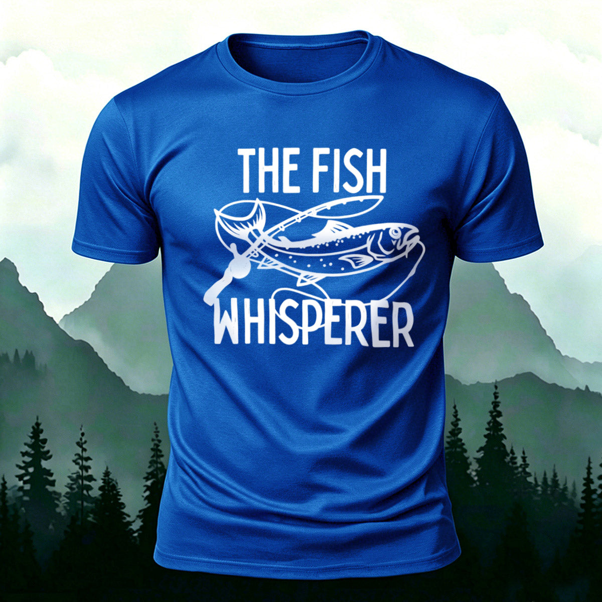 Takes The Bait Pattern Minimalist Premium Cotton T-shirt Blue