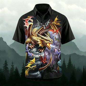 Sublimation Epic Fantasy Dragon Print Casual Shirt