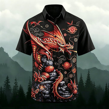 Sublimation Mythology Fire-Breathing Dragon Casual Shirt