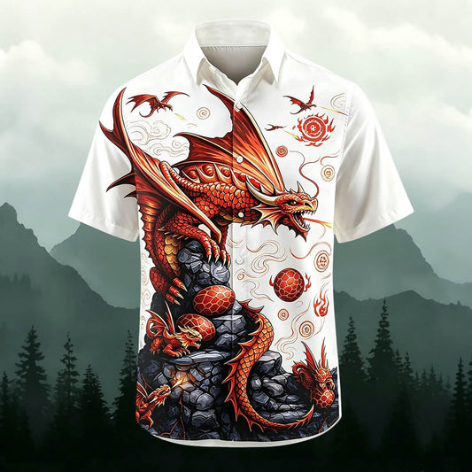 Sublimation Mythology Fire-Breathing Dragon Casual Shirt