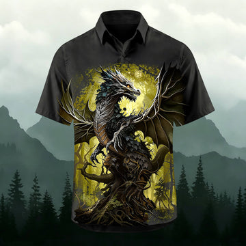 Sublimation Cool Forest Dragon Print Casual Shirt