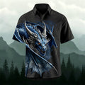 Sublimation Fantasy Ice Dragon Print Casual Shirt