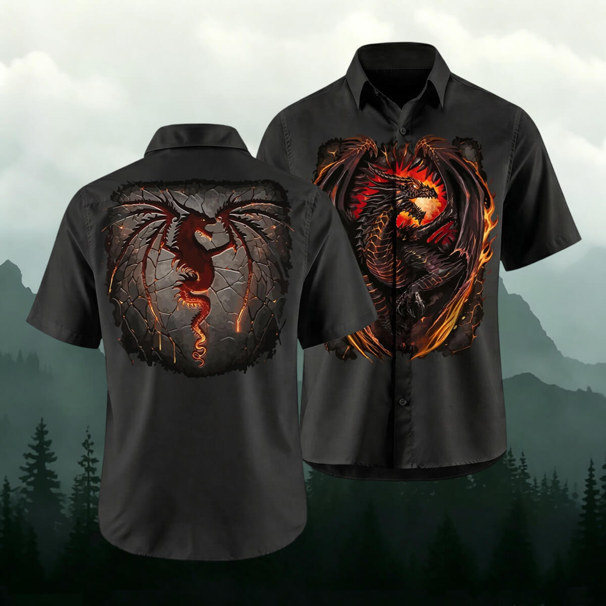 Sublimation Mythical Dragon Trendy Casual Shirt
