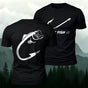 Fish and Hook Pattern Outdoor Style Casual T-Shirt