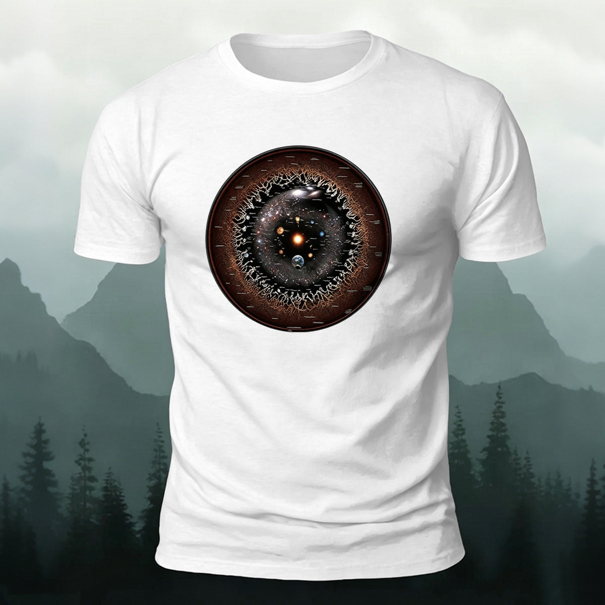 Galaxy Eye Creative Print Casual 100% Cotton T-Shirt