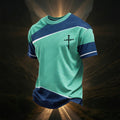 Cross-Print Casual Sports T-Shirt