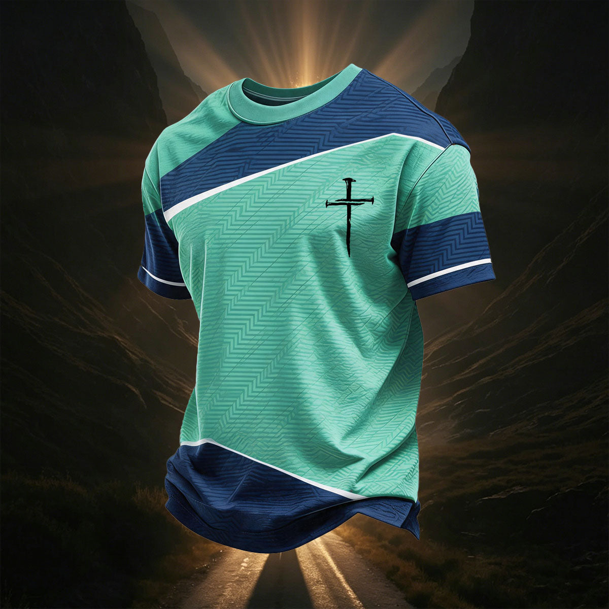 Cross-Print Casual Sports T-Shirt
