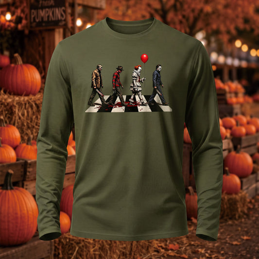 Spooky Halloween Horror Villains Graphic Printed Long Sleeve T-Shirt